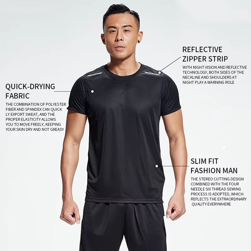 Sports Tshirt Mens Summer Thin Sweat Absorbing Half Sleeve Fast Drying Shirt Ice Silk Tshirt Short Sleeve Top Running Fitnessshi