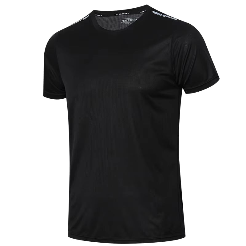 Sports Tshirt Mens Summer Thin Sweat Absorbing Half Sleeve Fast Drying Shirt Ice Silk Tshirt Short Sleeve Top Running Fitnessshi