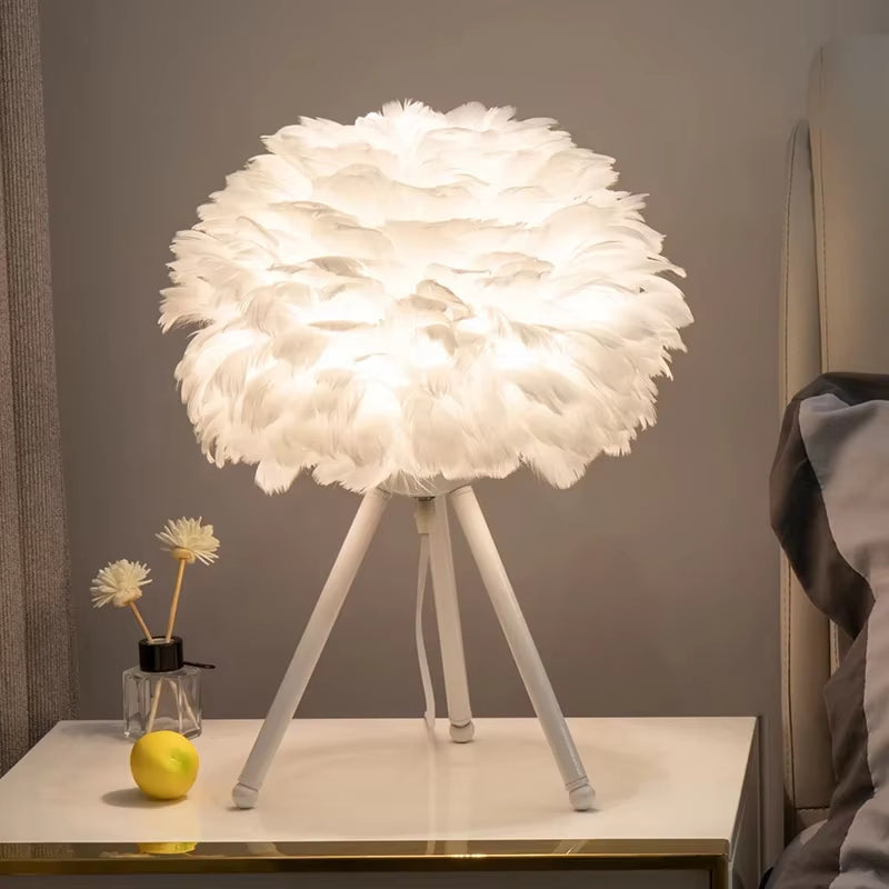 VaVaVoom Feather Bedroom / Living Room table lamp- Chic up your sides, Style up your life