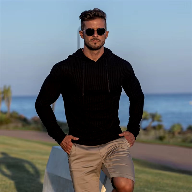 New Fashion Winter Hooded Sweater Men Warm Turtleneck Mens Sweaters Slim Fit Pullover Men Classic Sweter Men Knitwear Pull Homme