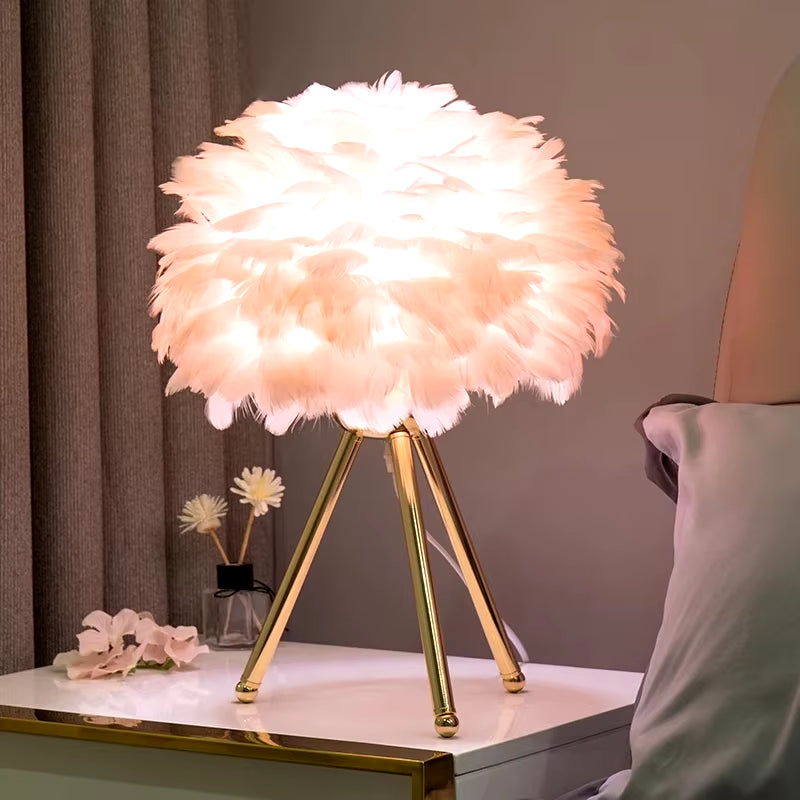 VaVaVoom Feather Bedroom / Living Room table lamp- Chic up your sides, Style up your life