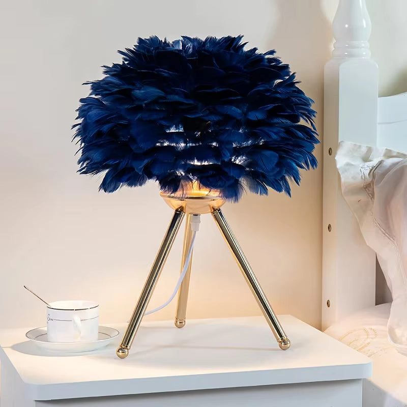 VaVaVoom Feather Bedroom / Living Room table lamp- Chic up your sides, Style up your life