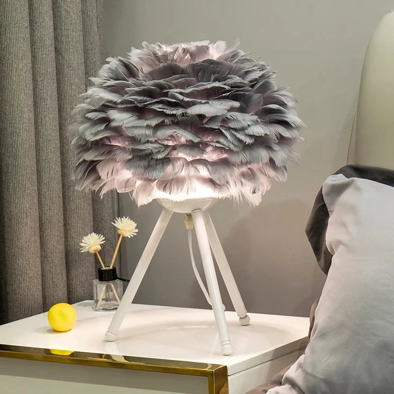 VaVaVoom Feather Bedroom / Living Room table lamp- Chic up your sides, Style up your life