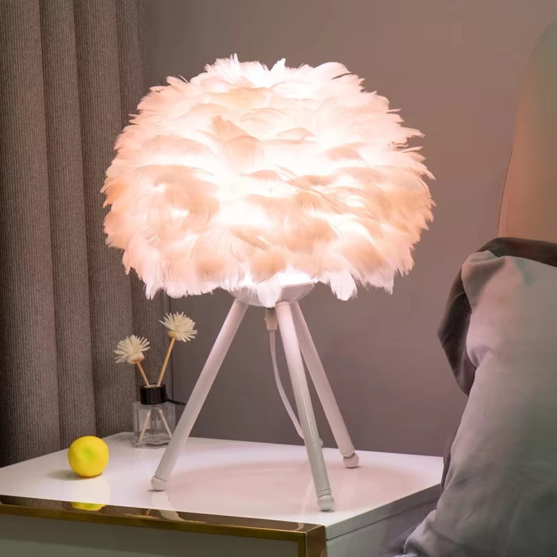 VaVaVoom Feather Bedroom / Living Room table lamp- Chic up your sides, Style up your life