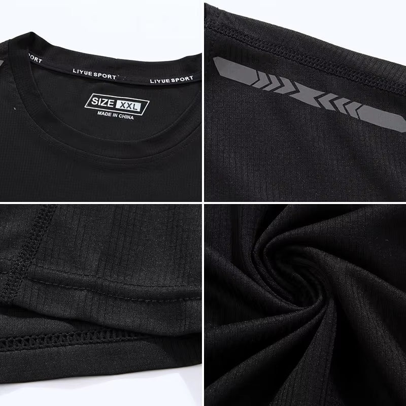 Sports Tshirt Mens Summer Thin Sweat Absorbing Half Sleeve Fast Drying Shirt Ice Silk Tshirt Short Sleeve Top Running Fitnessshi