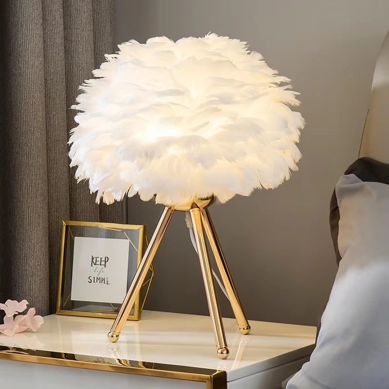 VaVaVoom Feather Bedroom / Living Room table lamp- Chic up your sides, Style up your life