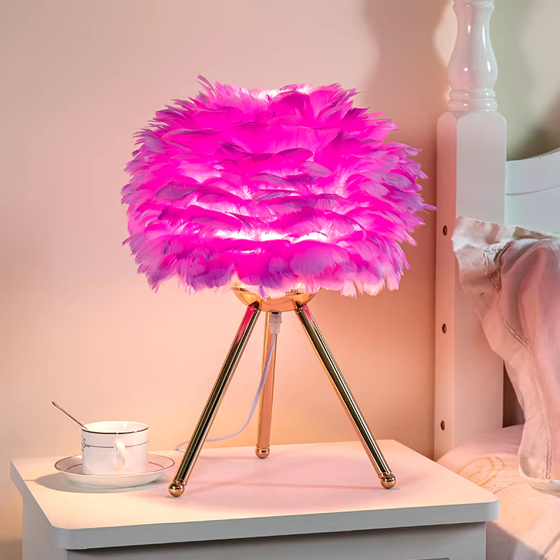VaVaVoom Feather Bedroom / Living Room table lamp- Chic up your sides, Style up your life