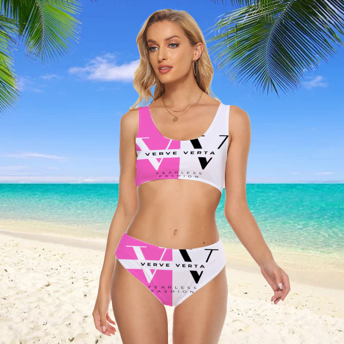 AOP Lady'S Crop Top Two Piece Swimsuit
