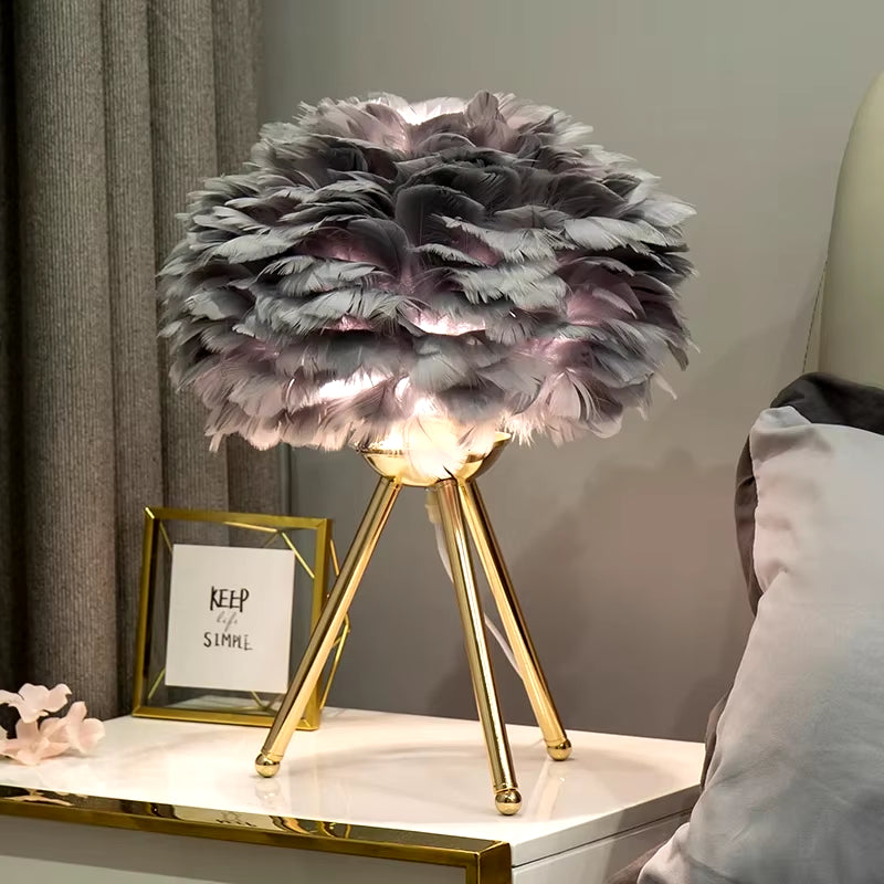 VaVaVoom Feather Bedroom / Living Room table lamp- Chic up your sides, Style up your life